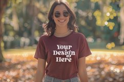 Gildan 5000 Crewneck Maroon Color T-shirt Mockup Product Image 1