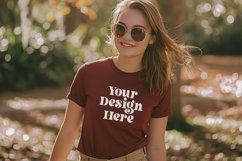Gildan 5000 Crewneck Maroon Color T-shirt Mockup Product Image 1