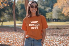 Gildan 5000 Crewneck Orange Color T-shirt Mockup Product Image 1