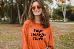 Gildan 5000 Crewneck Orange Color T-shirt Mockup Product Image 1