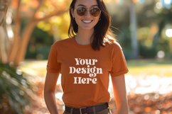 Gildan 5000 Crewneck Orange Color T-shirt Mockup Product Image 1