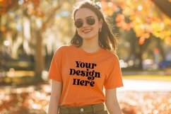 Gildan 5000 Crewneck Orange Color T-shirt Mockup Product Image 1