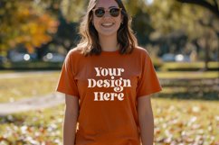 Gildan 5000 Crewneck Orange Color T-shirt Mockup Product Image 1