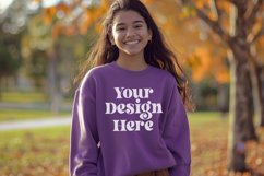 Gildan 5000 Crewneck Women Purple Color T-shirt Mockup Product Image 1