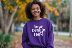 Gildan 5000 Crewneck Women Purple Color T-shirt Mockup Product Image 1