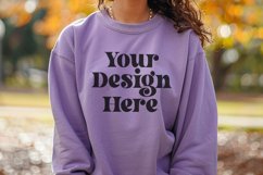 Gildan 5000 Crewneck Women Purple Color T-shirt Mockup Product Image 1