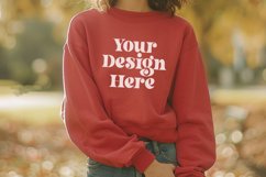 Gildan 5000 Crewneck Women Red Color T-shirt Mockup Product Image 1