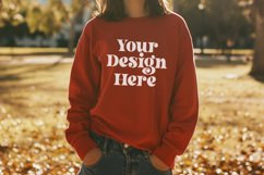 Gildan 5000 Crewneck Women Red Color T-shirt Mockup Product Image 1