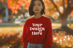 Gildan 5000 Crewneck Women Red Color T-shirt Mockup Product Image 1