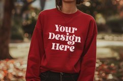 Gildan 5000 Crewneck Women Red Color T-shirt Mockup Product Image 1
