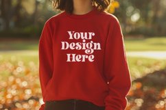 Gildan 5000 Crewneck Women Red Color T-shirt Mockup Product Image 1
