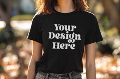 Gildan 5000 Crewneck Women Black Color T-shirt Mockup Product Image 1