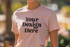 Gildan 5000 Crewneck Women Pink Color T-shirt Mockup Product Image 1