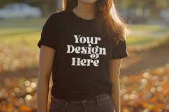 Gildan 5000 Crewneck Women Black Color T-shirt Mockup Product Image 1