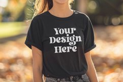 Gildan 5000 Crewneck Women Black Color T-shirt Mockup Product Image 1
