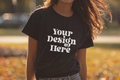 Gildan 5000 Crewneck Women Black Color T-shirt Mockup Product Image 1