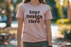 Gildan 5000 Crewneck Women Pink Color T-shirt Mockup Product Image 1