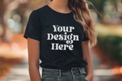 Gildan 5000 Crewneck Women Black Color T-shirt Mockup Product Image 1