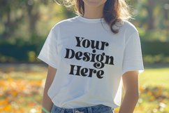 Gildan 5000 Crewneck Women White Color T-shirt Mockup Product Image 1