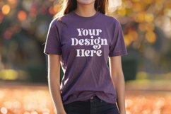 Gildan 5000 Crewneck Women Purple Color T-shirt Mockup Product Image 1