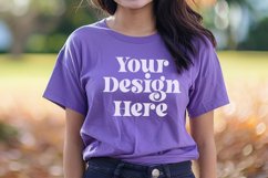 Gildan 5000 Crewneck Women Purple Color T-shirt Mockup Product Image 1