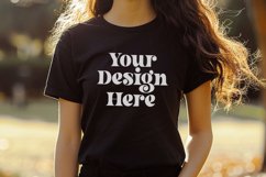 Gildan 5000 Crewneck Women Black Color T-shirt Mockup Product Image 1