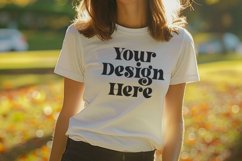 Gildan 5000 Crewneck Women White Color T-shirt Mockup Product Image 1