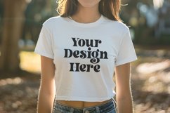 Gildan 5000 Crewneck Women White Color T-shirt Mockup Product Image 1