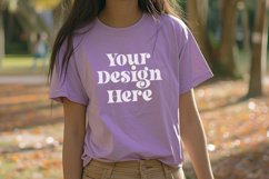 Gildan 5000 Crewneck Women Purple Color T-shirt Mockup Product Image 1