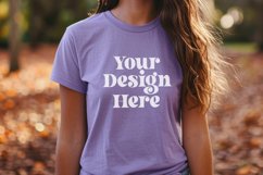 Gildan 5000 Crewneck Women Purple Color T-shirt Mockup Product Image 1