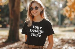 Gildan 5000 Crewneck Women Black Color T-shirt Mockup Product Image 1