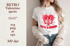 Hugs and kisses. Retro Valentine's day quote SVG, PNG. Product Image 1