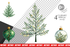 Gilded Botanical Christmas Clipart Product Image 1