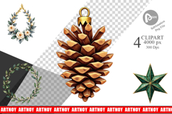 Gilded Botanical Christmas Clipart Product Image 1