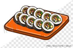 Sliced rice roll gimbap PNG SVG clipart korean food snack Product Image 1