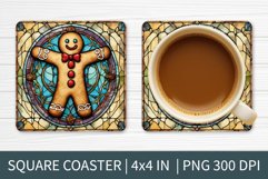 Stained Glass Gingerbread | Square Coaster Sublimation Product Image 1