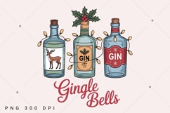 Gin Christmas Gingle Bells Merry PNG, Holiday Cocktail Png Product Image 2