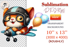 Adorable ginger pilot cat in vintage goggles with balloons – perfect for baby shower prints and kids decor.