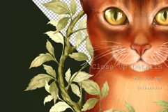 Ginger cat with leaves | Floral PNG Sublimation design Product Image 2