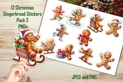 10 Christmas Gingerbread Stickers Pack 2JPEG and PNGs Product Image 1