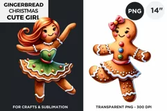 Gingerbread man Pink Girl Christmas cookies png clipart Product Image 1