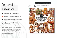 Gingerbread Christmas snowman cookies png clipart Product Image 2