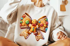 Christmas Gingerbread Coquette Bow PNG, Santa Bow PNG, Xmas Product Image 3