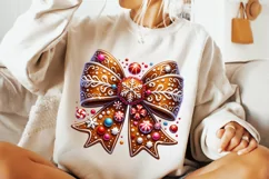 Gingerbread Coquette Bow PNG, Santa Bow PNG, Christmas Bow Product Image 2