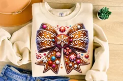 Gingerbread Coquette Bow PNG, Santa Bow PNG, Christmas Bow Product Image 3