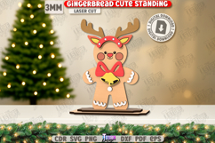 Wood Gingerbread Laser Cut|Cute Christmas Standing|Xmas SVG Product Image 1