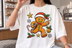 Gingerbread Football Christmas PNG, Retro Holiday Doodle Shi Product Image 2