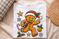 Gingerbread Football Christmas PNG, Retro Holiday Doodle Shi Product Image 3