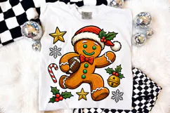Gingerbread Football Christmas PNG, Retro Holiday Doodle Shi Product Image 4