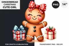Gingerbread man Pink Girl Christmas cookies png clipart Product Image 1